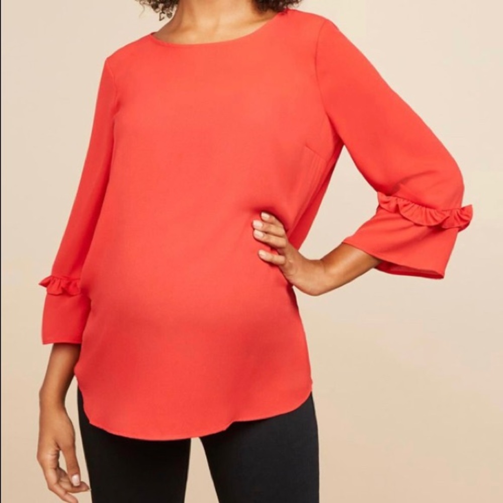 Maternity Ruffled Sleeve Blouse
